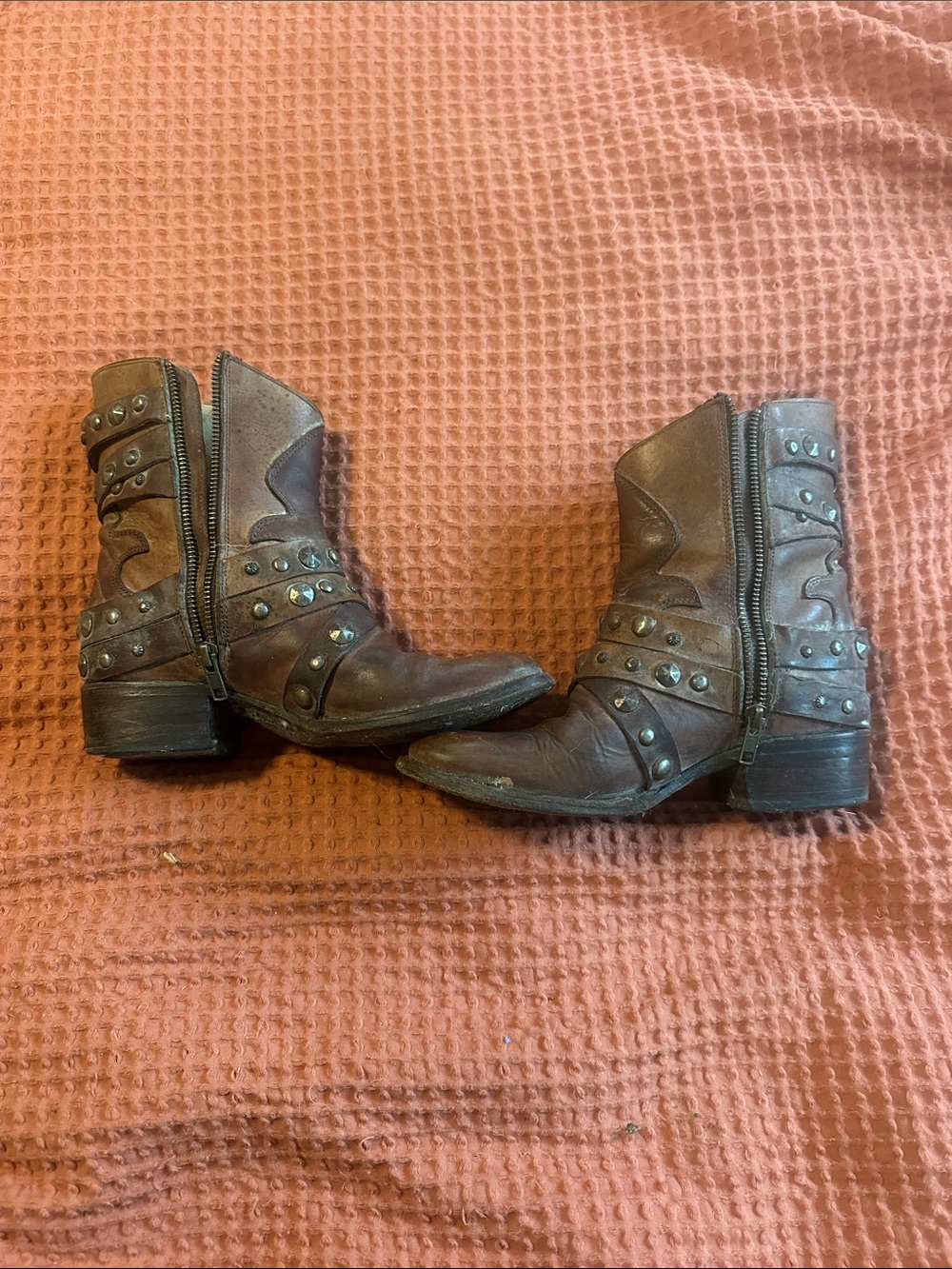 Freebird by Steven Brown Studded Leather Ankle Boots